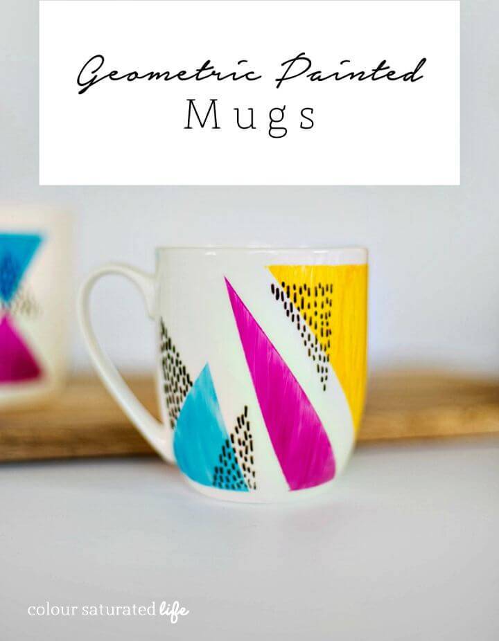 Easy to Make Geometric Painted Mugs 