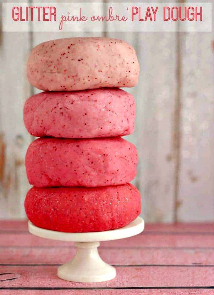 Glitter Pink Ombre Play-dough Recipe