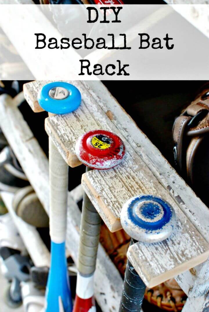 Baseball Bat Rack Storage - DIY Baseball Crafts
