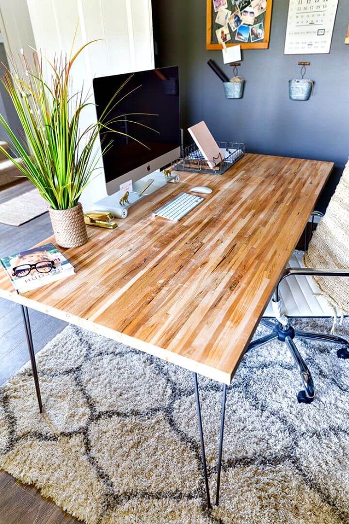 DIY Butcher Block Corner Desk