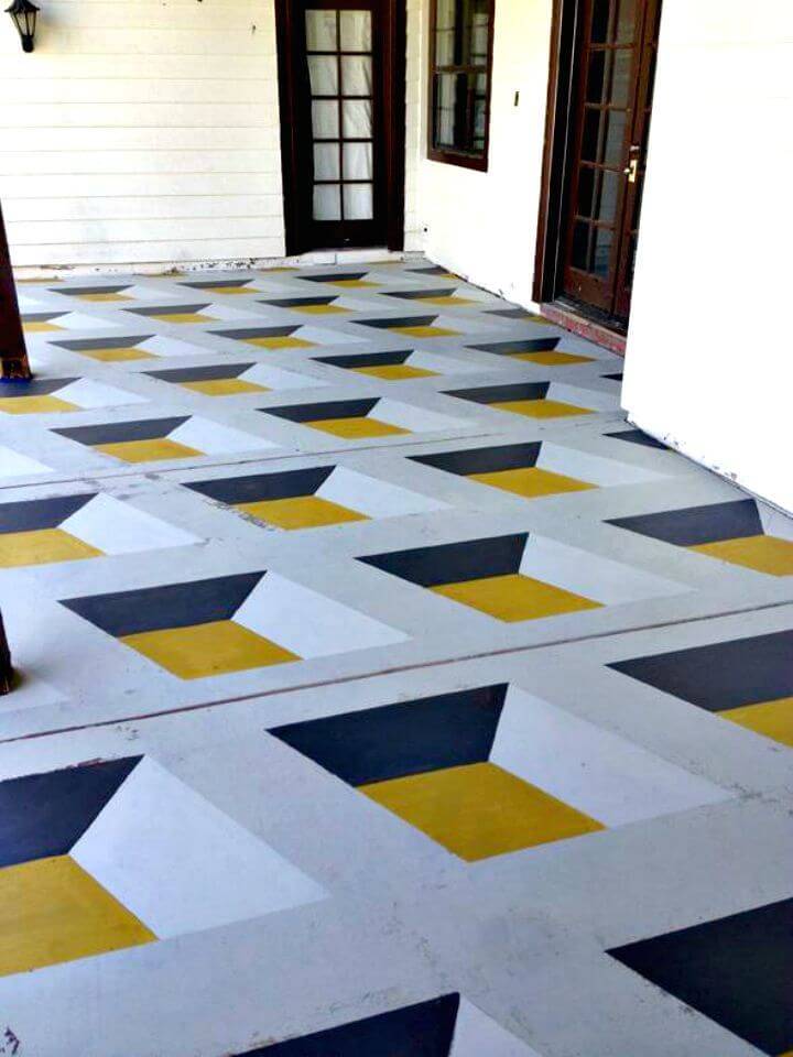 DIY Geometric Cube Painted Floor