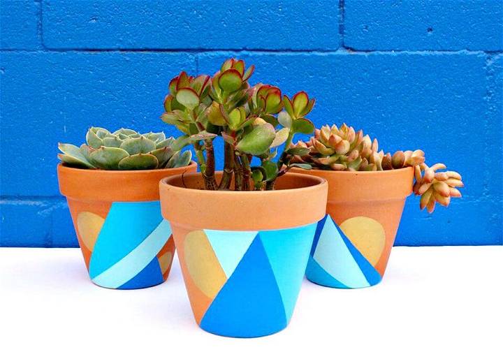 Beautiful DIY Geometric Painted Pots