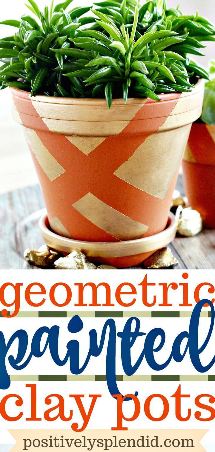 DIY Geometric Painted Terracotta Pots