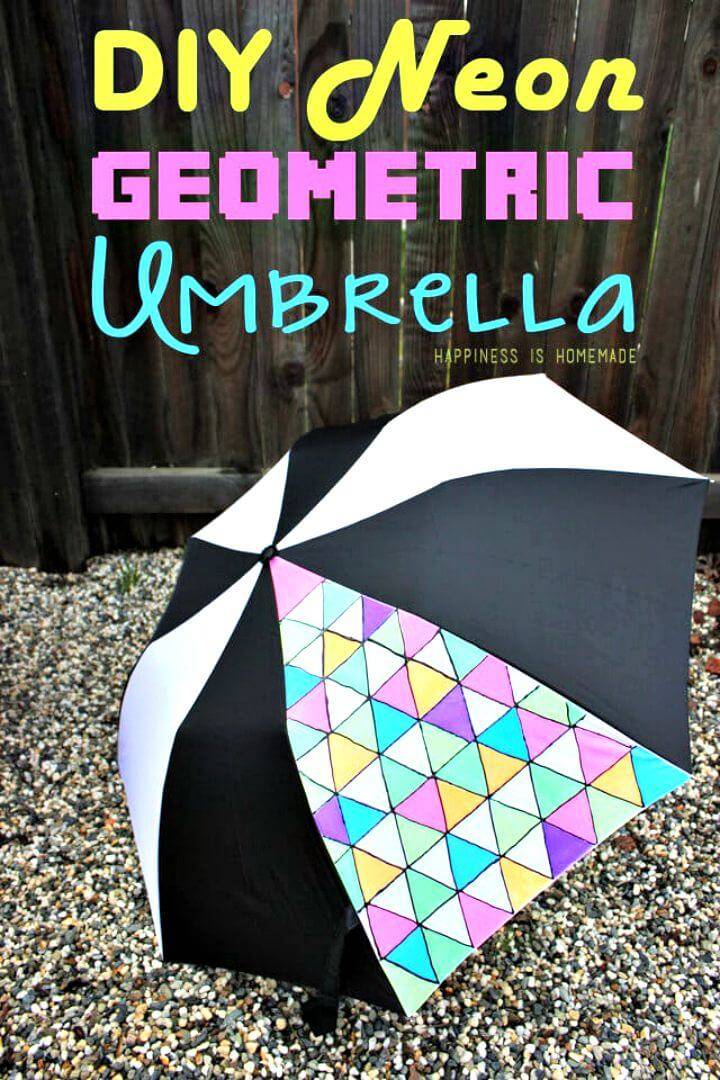 Make Neon Geometric Umbrella - DIY