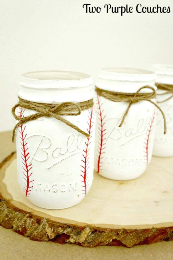 DIY Painted Baseball Mason Jars