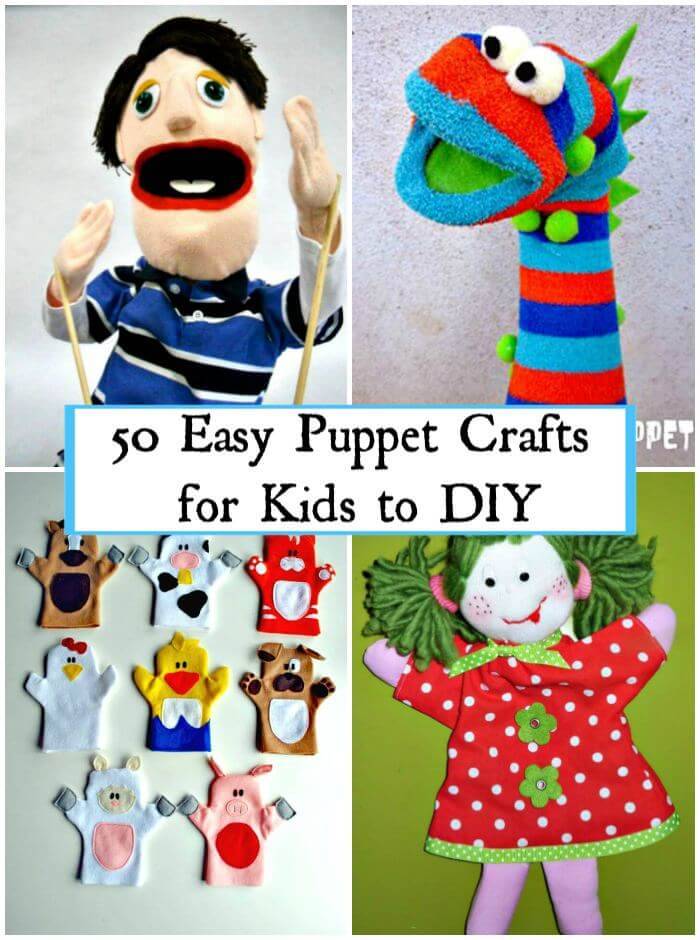 50 Easy Puppet Crafts for Kids to DIY, DIY Crafts for Kids, Kids Crafts, Easy Craft Ideas for Kids, DIY Crafts, DIY Projects for Kids, DIY Art and Crafts