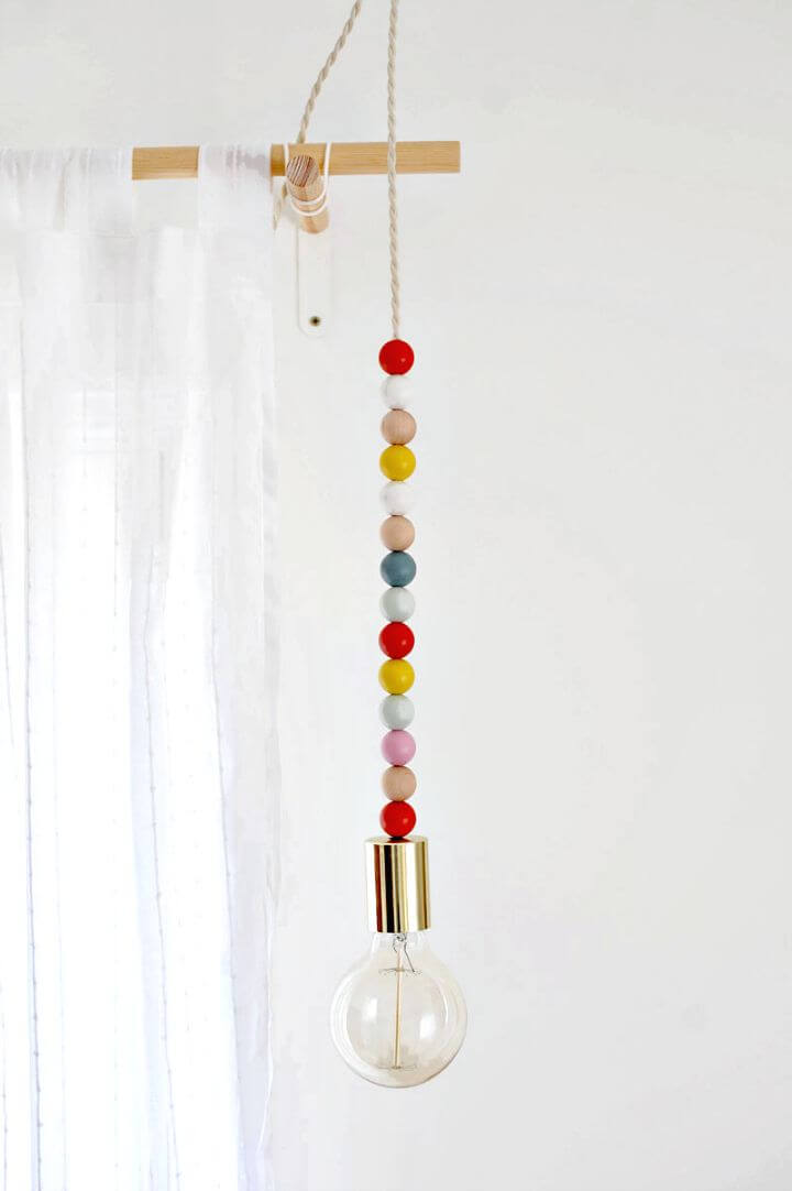 Cute DIY Wooden Bead Pendant Light - DIY Indoor Lighting