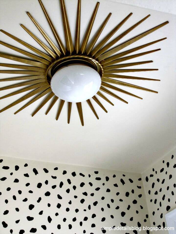 DIY Gold Sunburst Flush Mount Light Tutorial