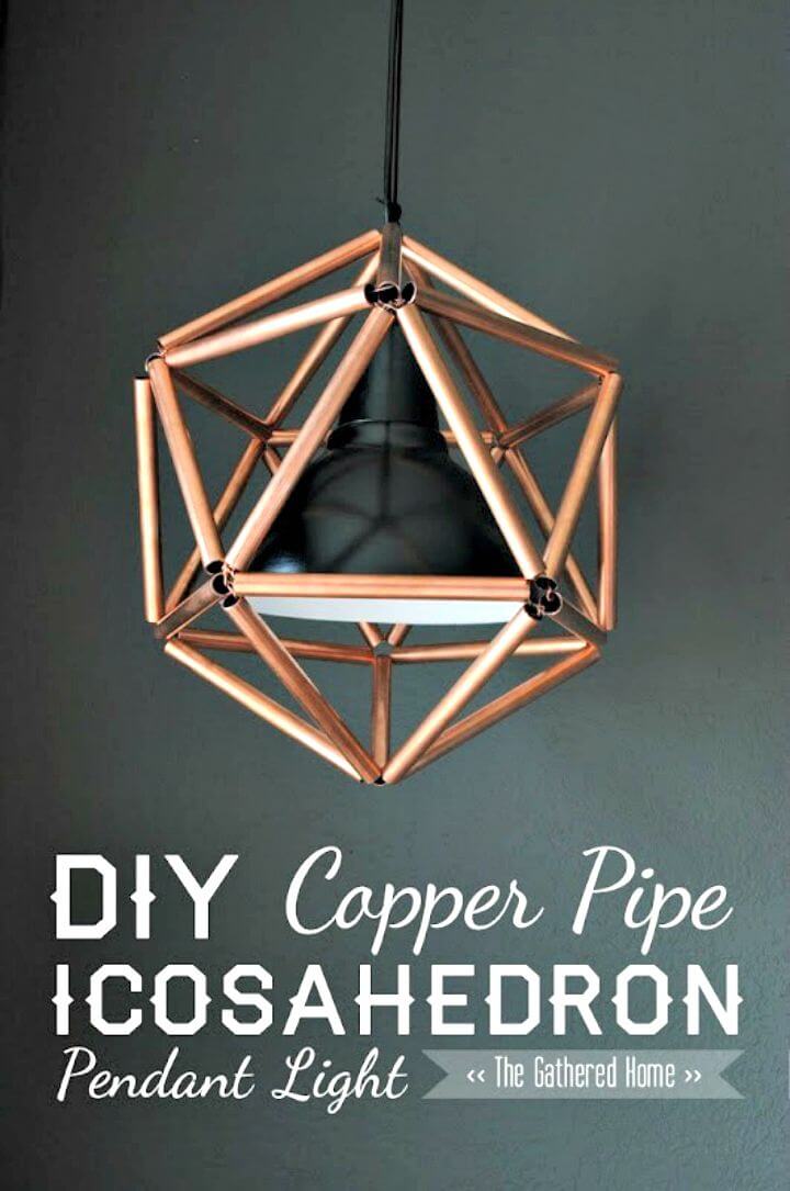 DIY Geometric Copper Pipe Pendant Light