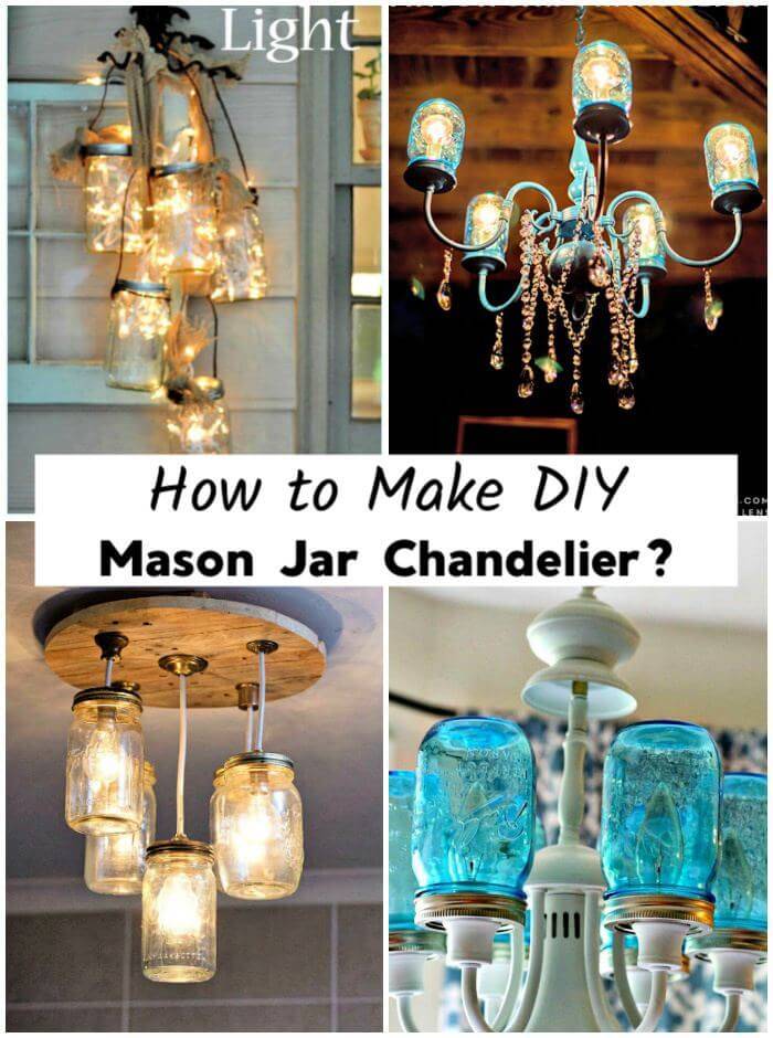 How to Make DIY Mason Jar Chandelier, DIY Mason Jar Chandeliers, DIY Crafts, DIY Home Decor Ideas, DIY Projects, DIY Lighting Ideas, Mason Jar Projects