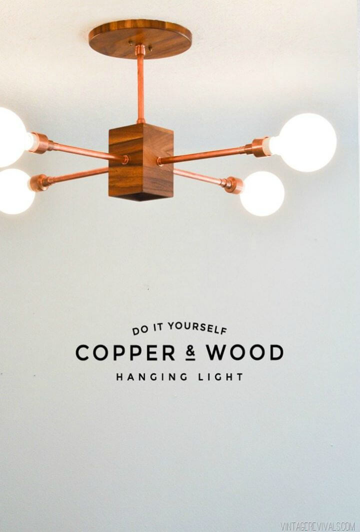 DIY Copper and Wood Hanging Light Fixture - Indoor Lighting Ideas