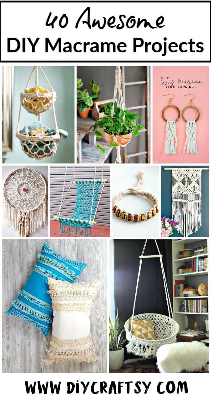 40 Awesome DIY Macrame Projects, DIY Crafts, DIY Projects, macrame wall hanging, macrame plant hanger