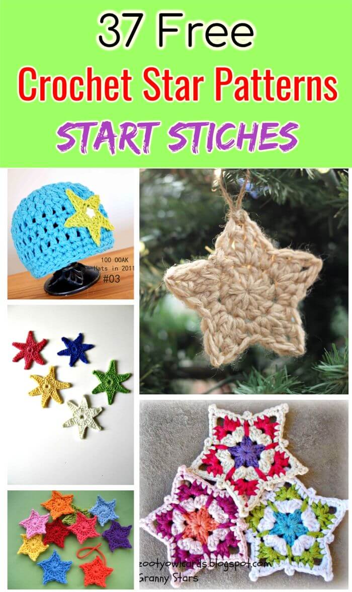 Crochet Star Patterns, 37 Free Crochet Start Stitch, Free Crochet Patterns, Crochet Stitches, DIY Crafts