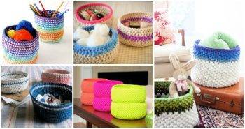 13 Free Crochet Basket Patterns, crochet basket with handles, free crochet patterns
