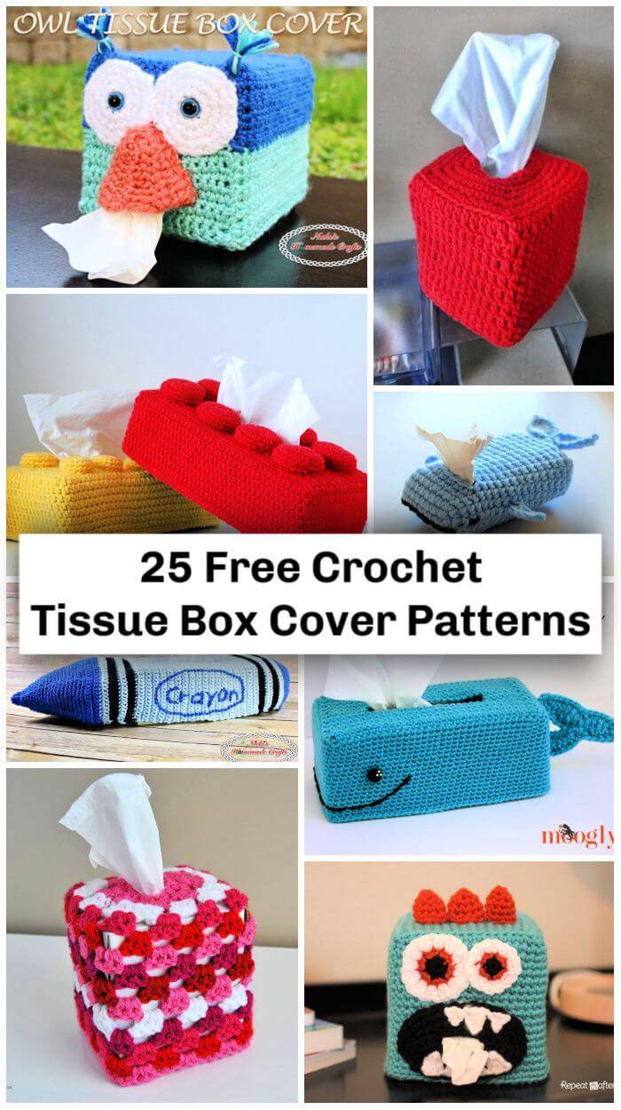 25 Free Crochet Tissue Box Cover Patterns, crochet tissue box cover, tissue box cover, free crochet patterns