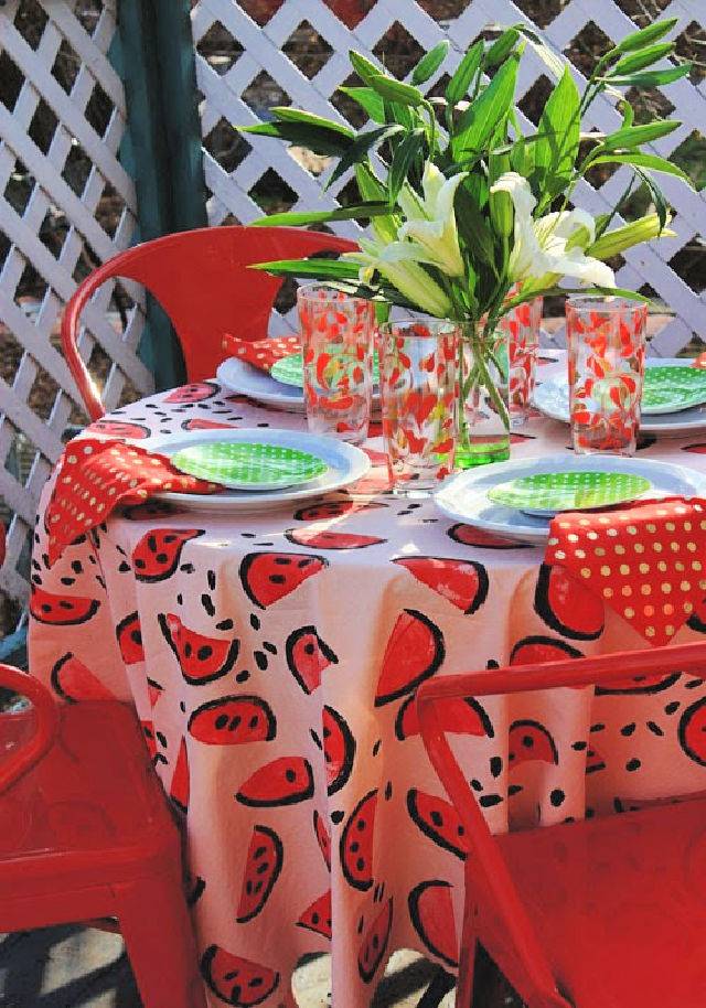 Apple Stamps Watermelon Tablecloth