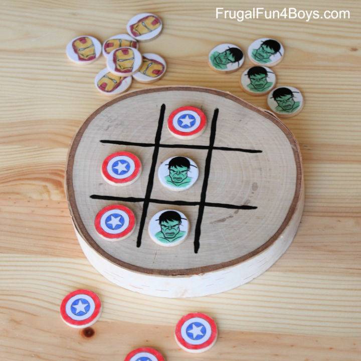 Avengers Wooden Tic Tac Toe Game