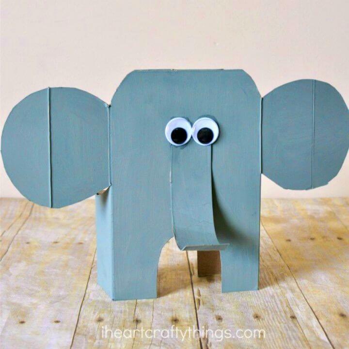 Awesome DIY Cereal Box Elephant Craft, recycle the cereal box to make mini cute elephant decors