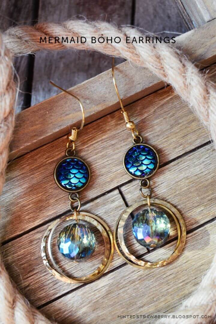 Awesome DIY Mermaid Boho Earrings, will make a great nautical piece of jewelry