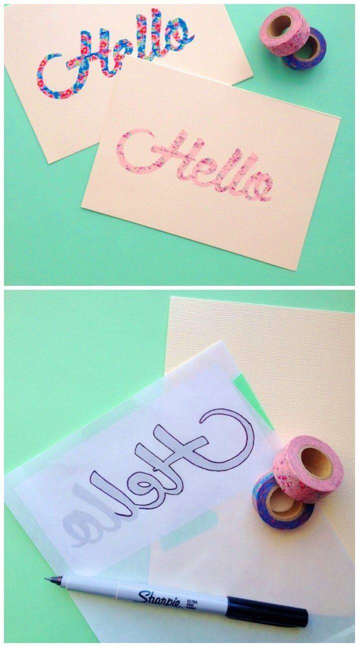 Awesome DIY Washi Tape Script Cards, Birthday Card Ideas for Friends