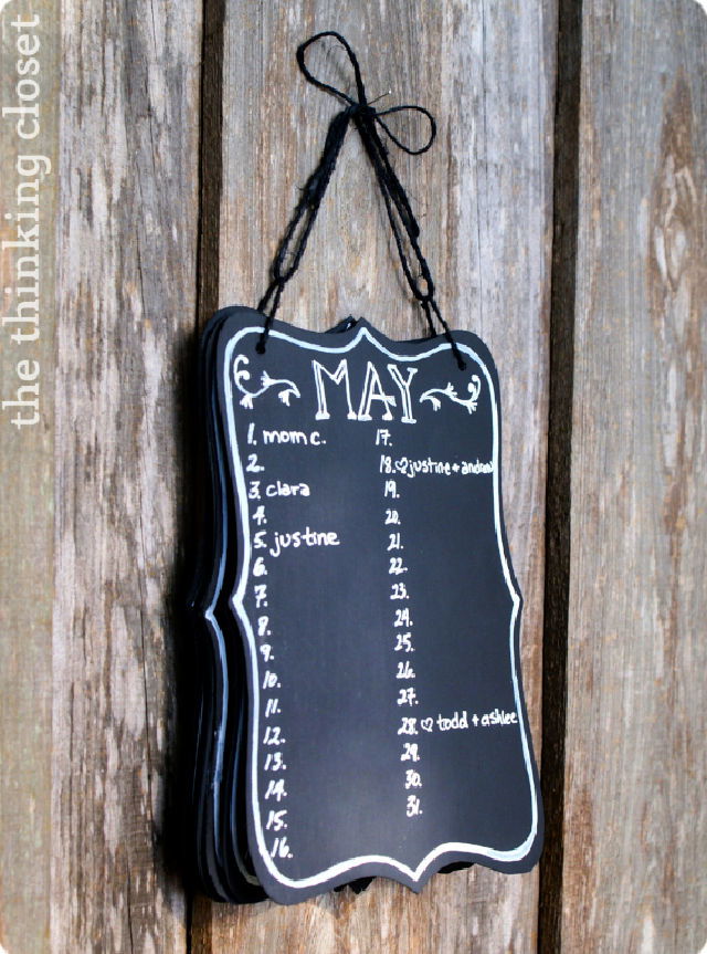 Chalkboard Paint Birthday and Anniversary Calendar