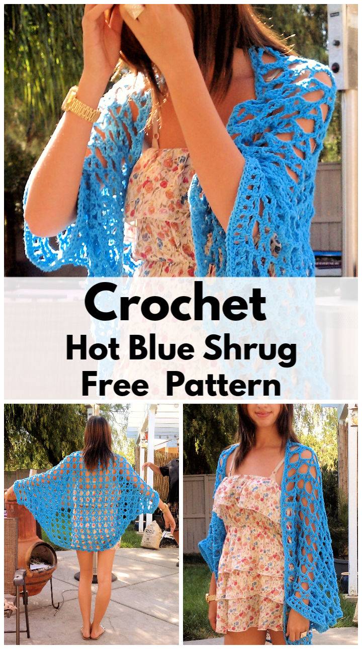 Crochet Hot Blue Shrug