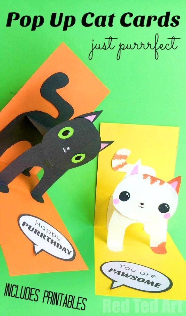 DIY 3D Cat Birthday Card, Homemade birthday card for Kids