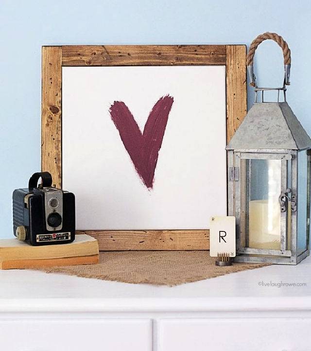 DIY Abstract Heart Art With Rustic Frame