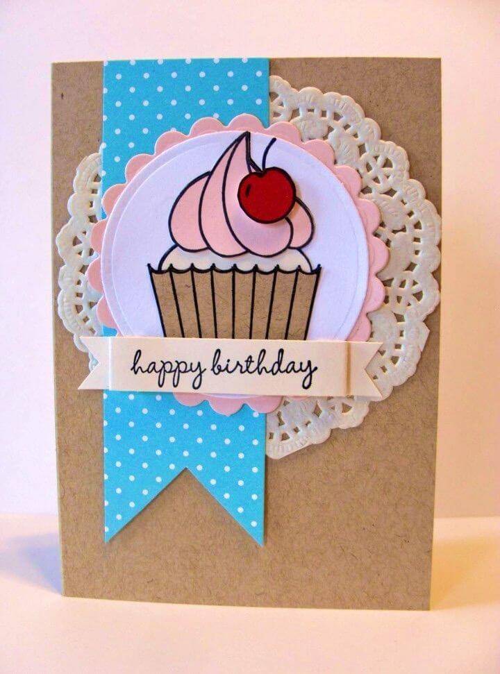 DIY Cupcake Birthday Card and Gift Bag, Food Inspired DIY Birthday Card