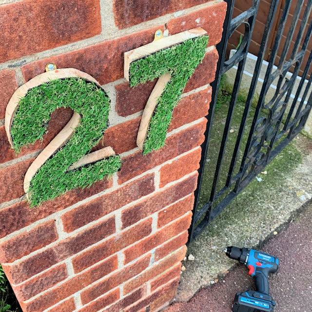 DIY Faux Grass House Number