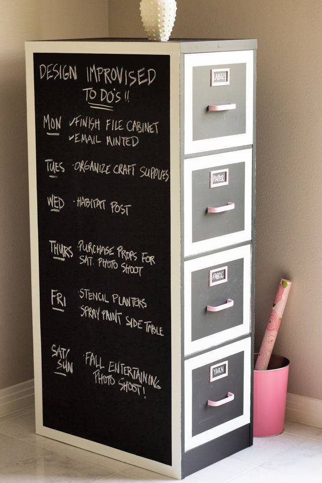 DIY File Cabinet Makeover With Chalkboard Paint