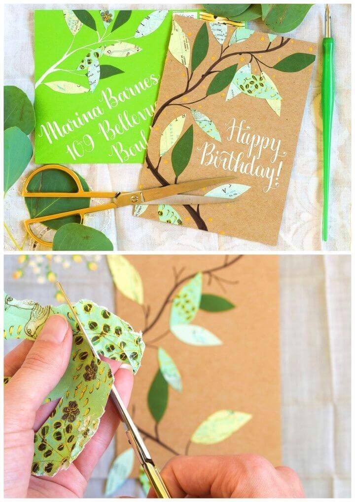 DIY Leafy Homemade Birthday Card, handmade birthday card
