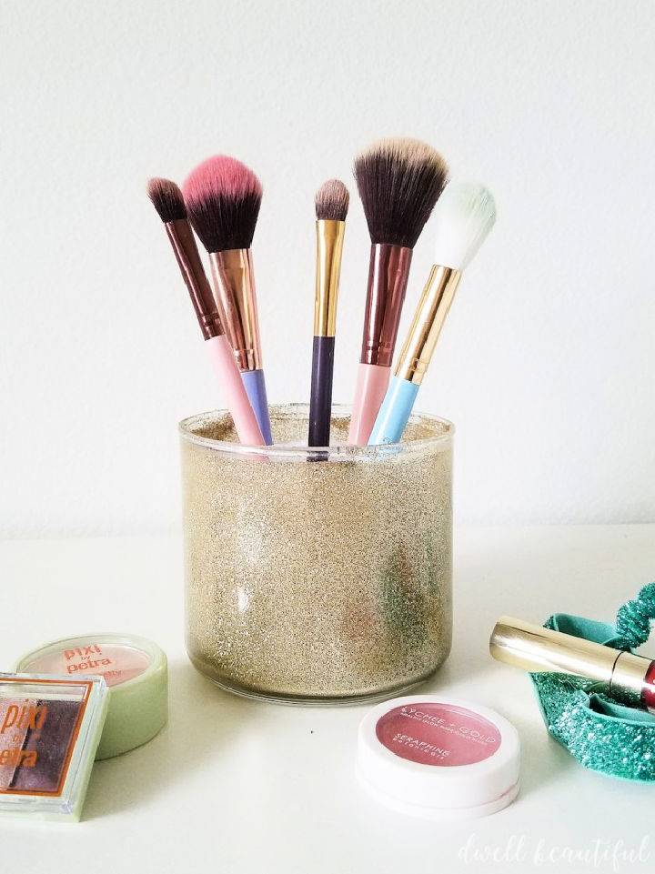 DIY Makeup Brush Holder From an Old Candle Jar
