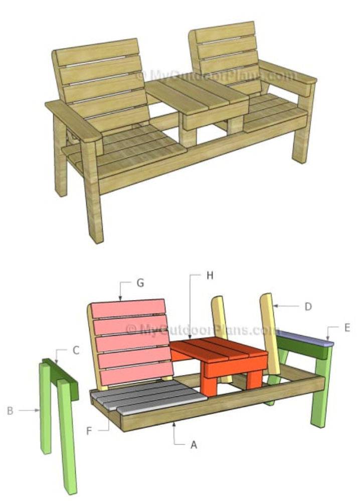 DIY Pallet Double Chair Bench With Table