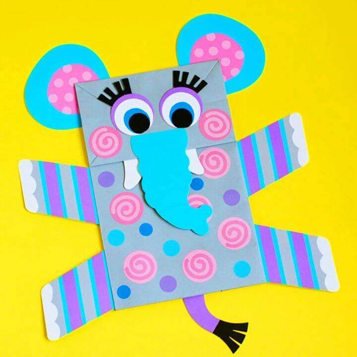 DIY Paper Bag Animal Puppets, a lovely elephant puppet or paper art to make a thome DIY Paper Bag Animal Puppets, a lovely elephant puppet or paper art to make at home