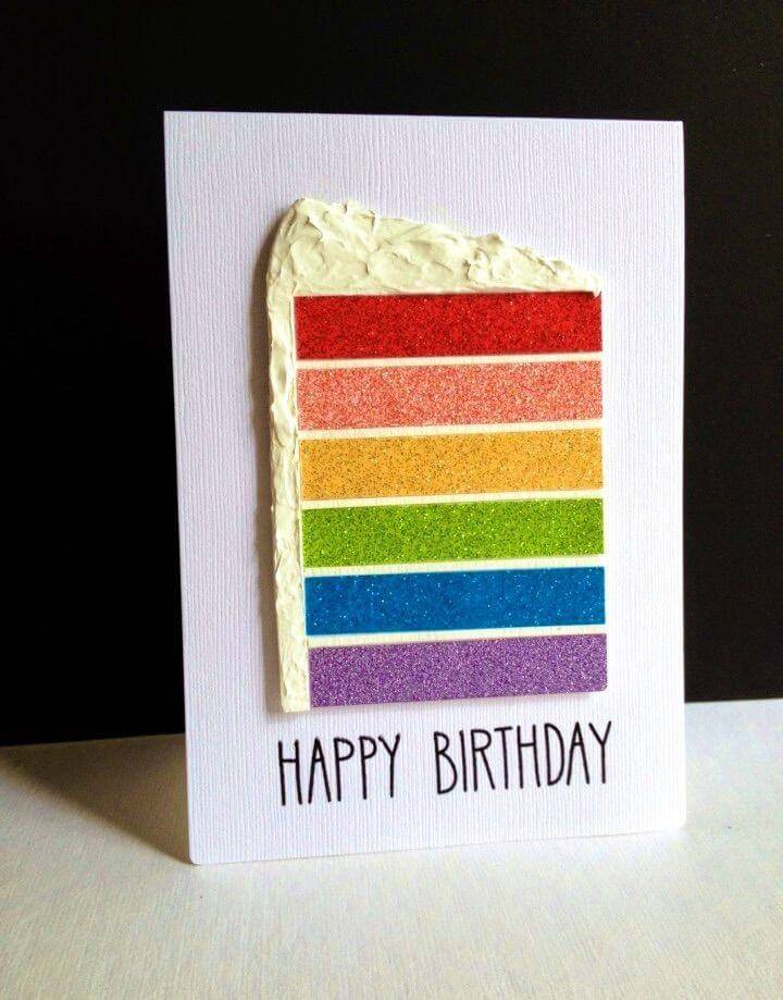 DIY Rainbow Birthday Cake, Quick to Make DIY Birthday Card