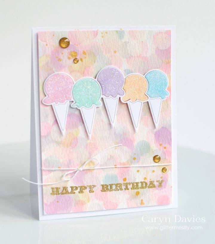 DIY Stamp Ice-cream Cone Birthday Card, DIY birthday card idea for kids