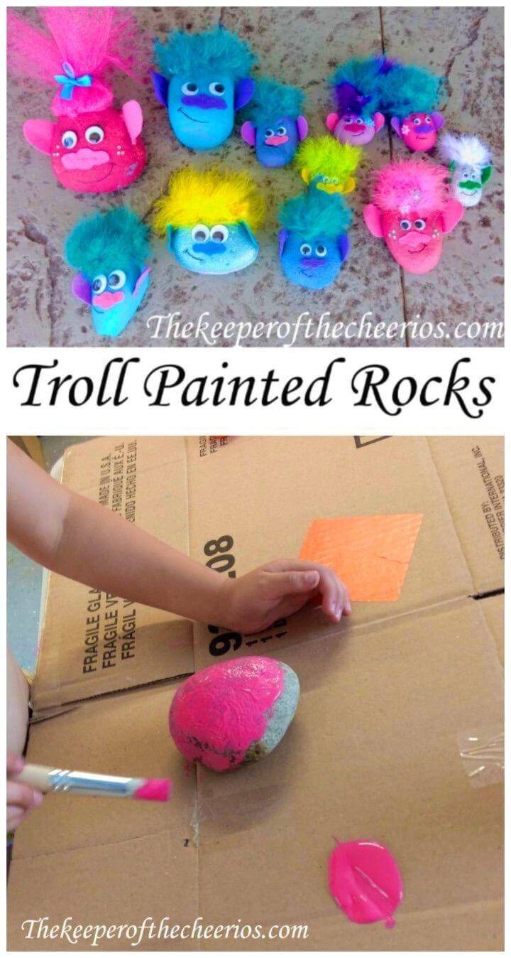 DIY Troll Painted Rocks, Easy Painted Rock Projects,