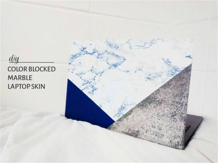 Easy DIY Color Blocked Marble Laptop Skin, also get your electronic gadgets marbleized with the marble contact paper, here an interesting marbled skin has been made for the laptop using marble contact paper!