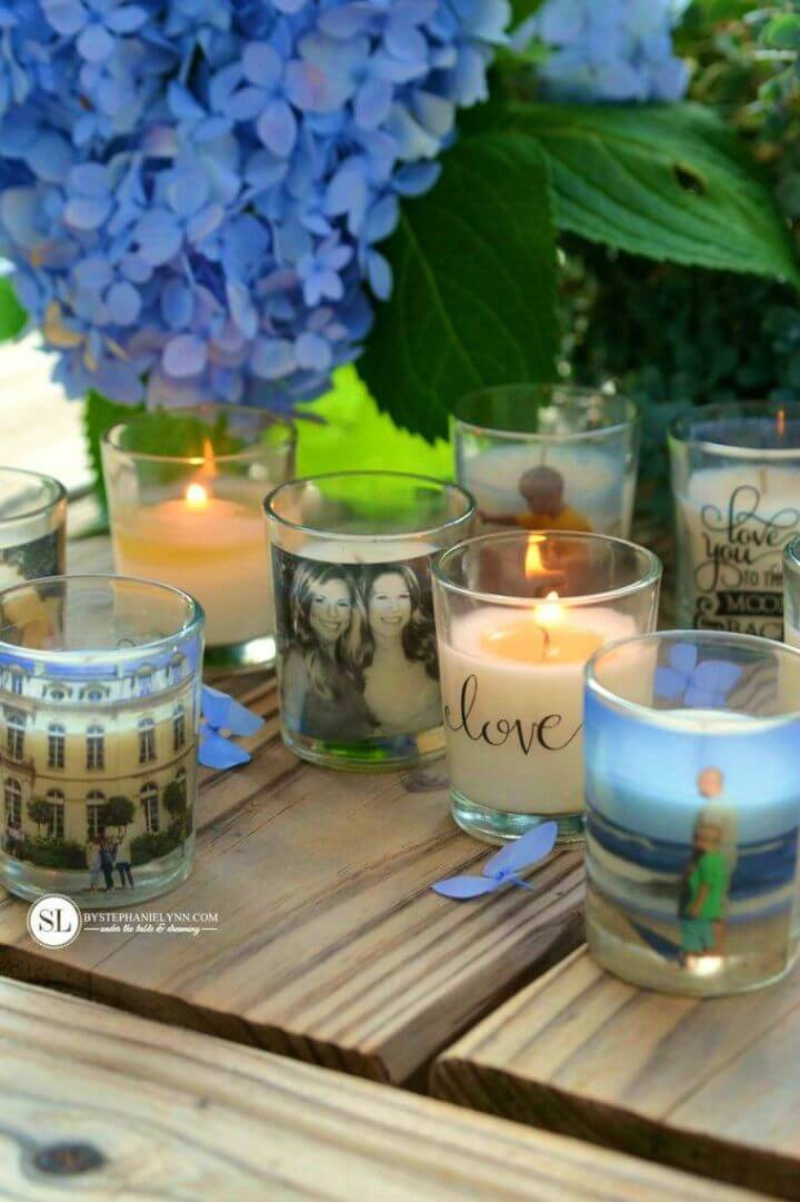 Easy DIY Custom Photo Candle Holders, add up your normal candle holders with photos and make use them as lovely photo gifts!
