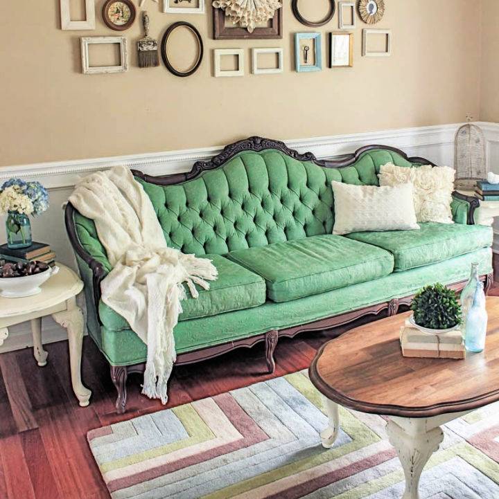 DIY Green Painted Sofa Makeover