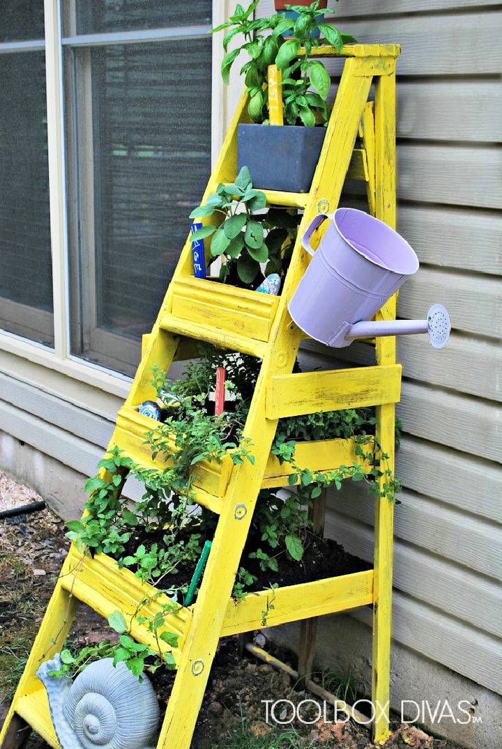 Easy DIY Herb Garden Ladder Planter