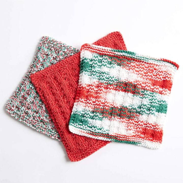  Holly Jolly Knit Dishcloth Pattern