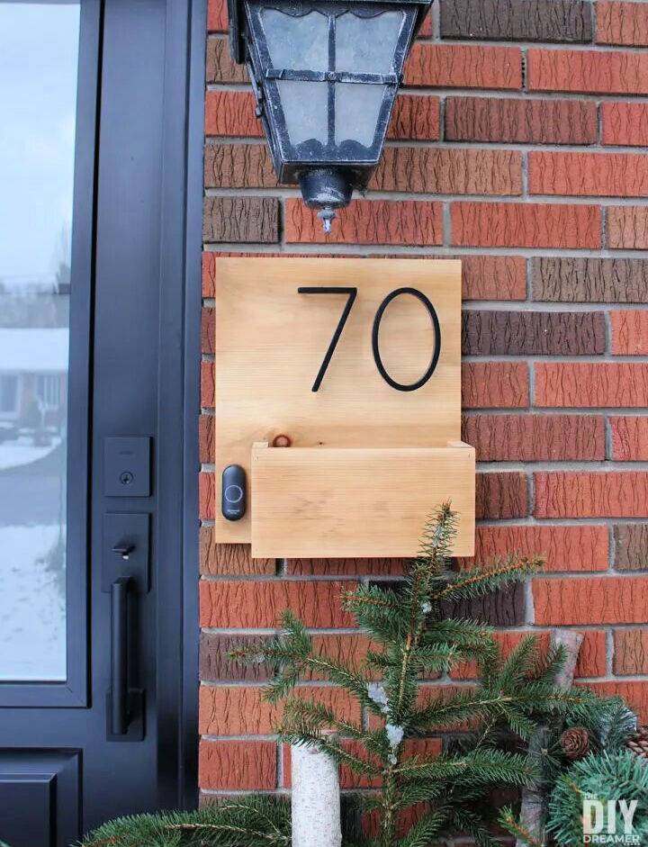 House Number Sign With Doorbell and Box