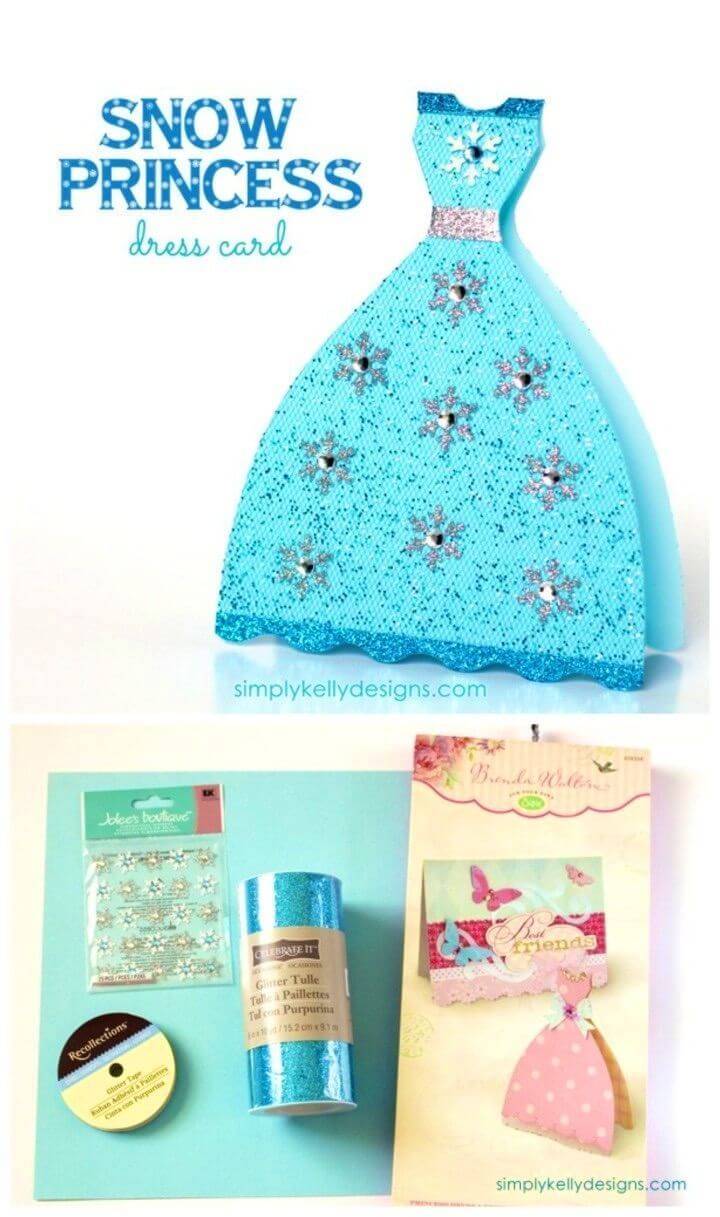 How to Create Glittery Snow Princess Card, Homemade birthday Card