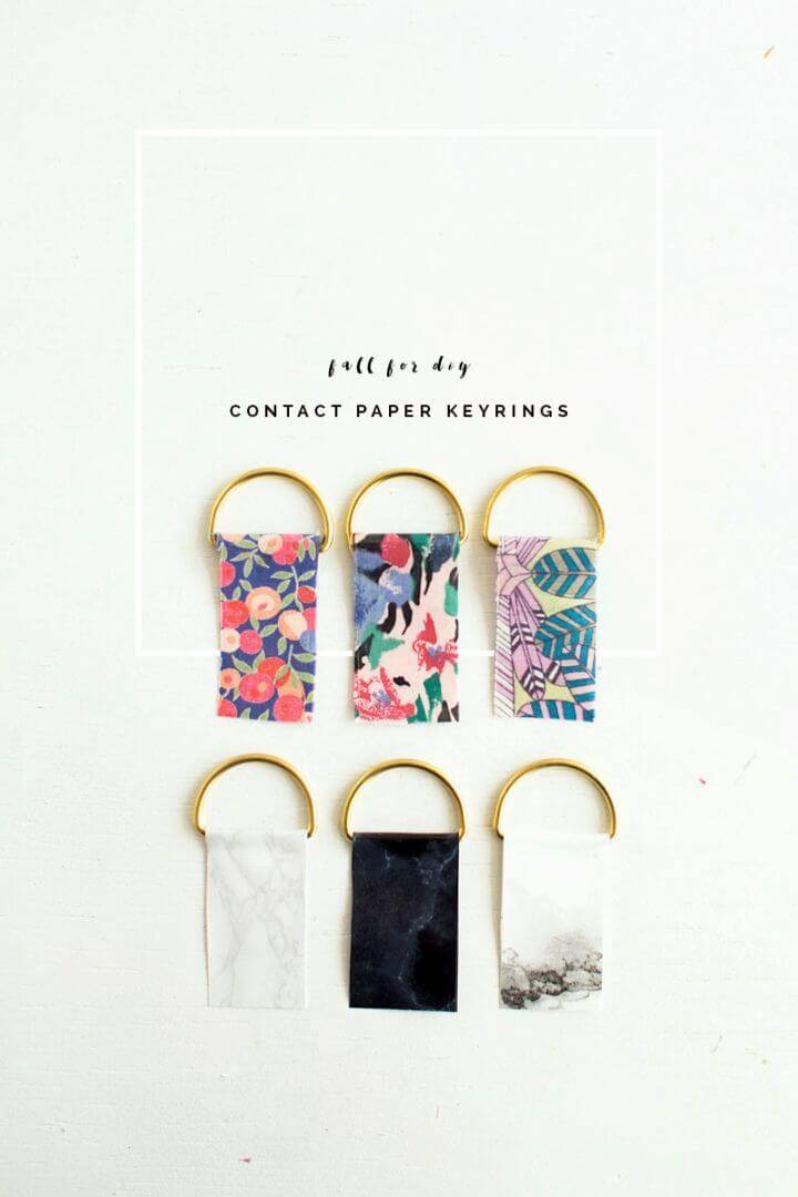 How to Make Contact Paper Key rings, just take the contact paper strips and rings and make lovely contact paper keyrings!