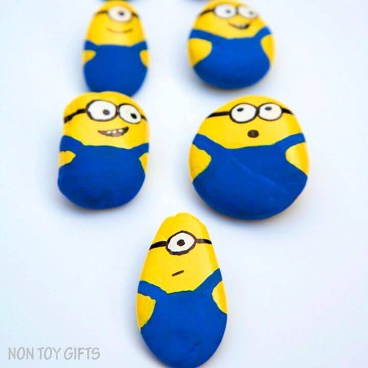 How to Make Painted Minion Rocks, Disney Painted Rocks, Painted Rock Kids Crafts