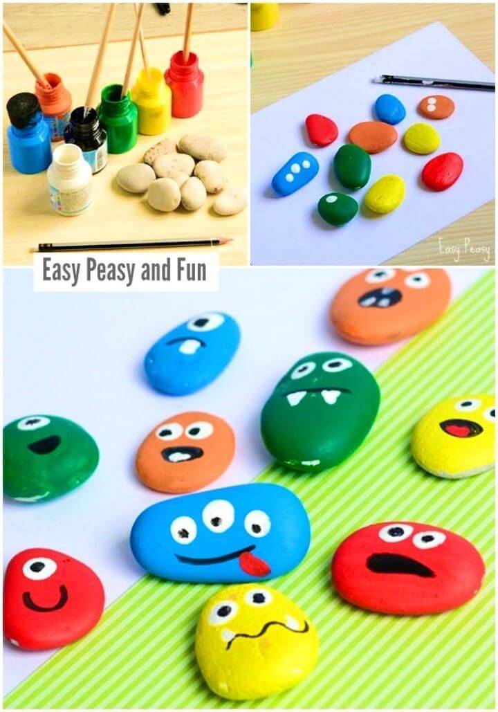 How to Make Painted Monster Rocks, Painted Rock Crafts for Kids and Beginners