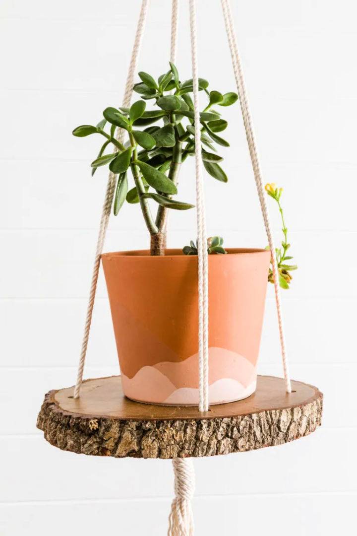 How to Make a Wood Slice Hanging Planter