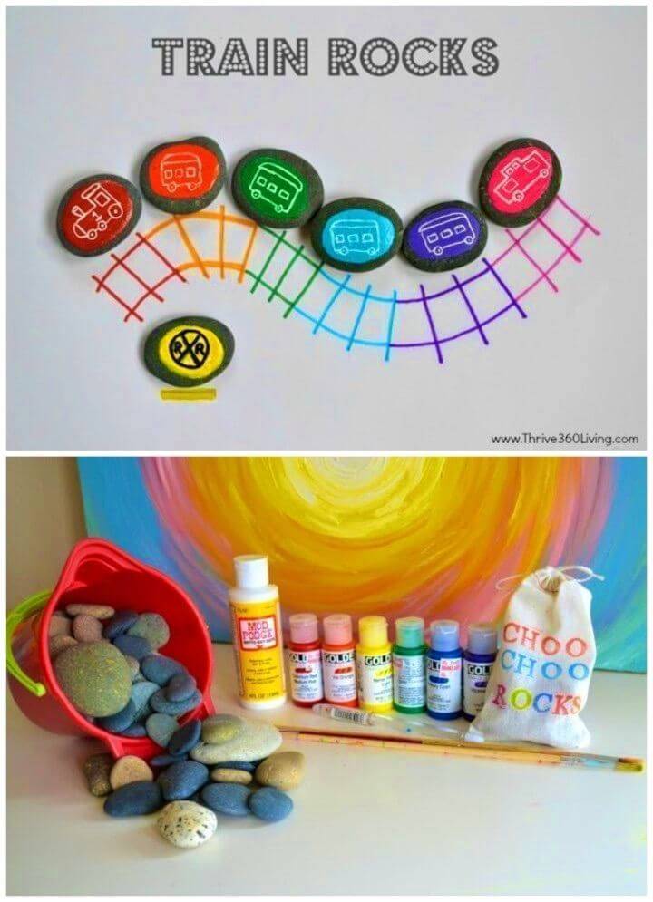 How to Make Train Rocks for Teaching Colors, painting on rocks free patterns
